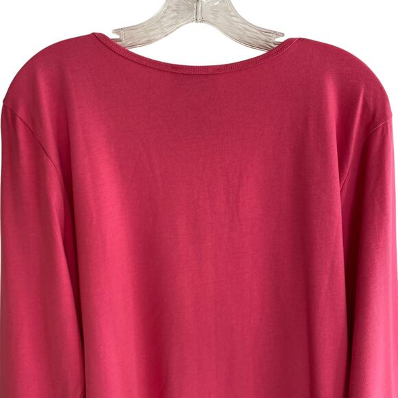 Quacker Factory Top 2X Pink Palm Tree Sparkle Rhinestones Tropical Beachy Fun - Picture 11 of 13